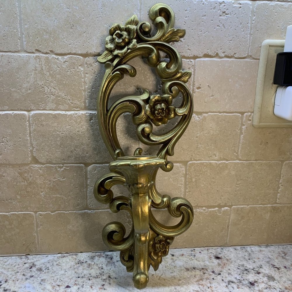 Vintage Homco Wall Sconce Hollywood Regency - Gold